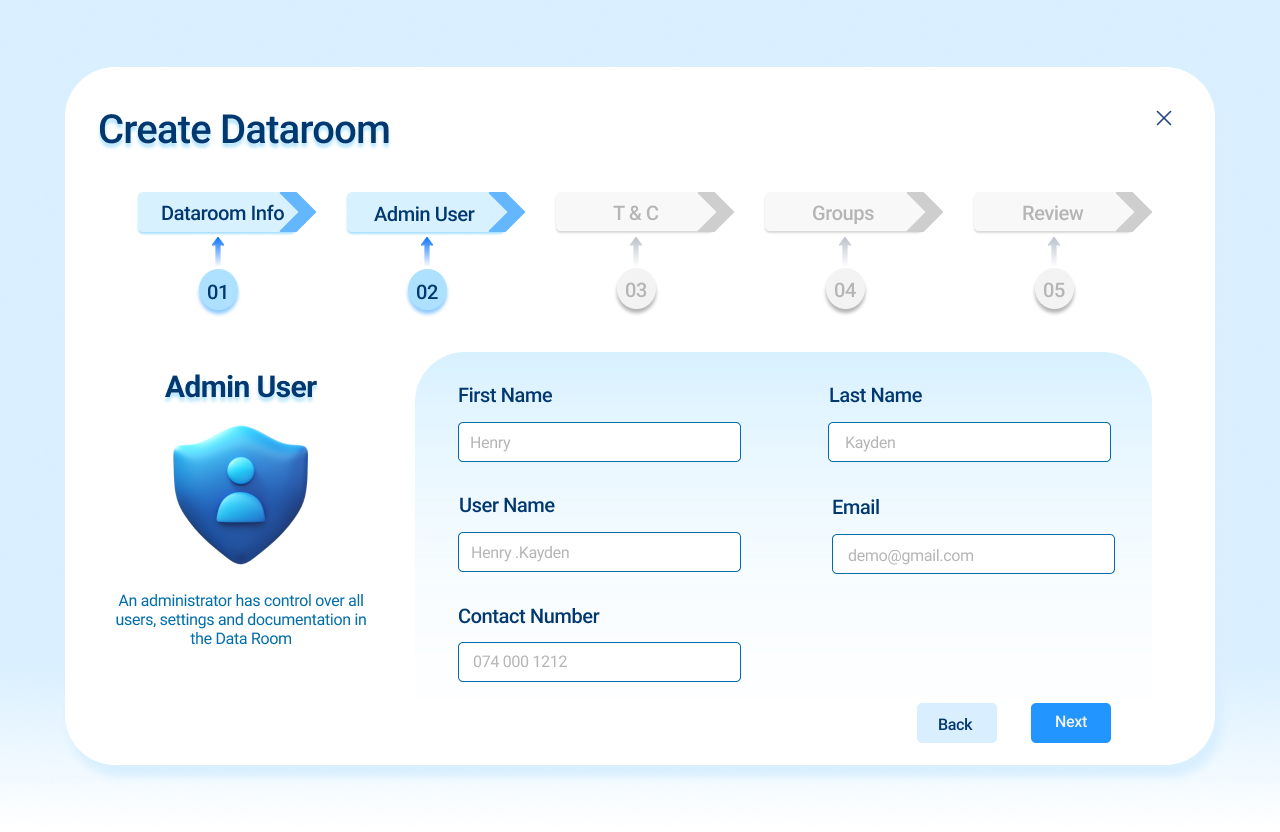 Dataroom Setup Admin